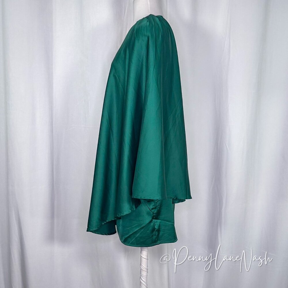 TCEC Satin Draped One Shoulder Mini Dress Green NWT - Picture 10 of 16